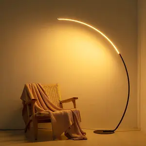 RGBW Modern 69.99 inch Arched Standing Reading Floor Lamp with Remote - Dimmable Black Led Color Changing Curved Ambient Lighting for Bedroom and Living Room