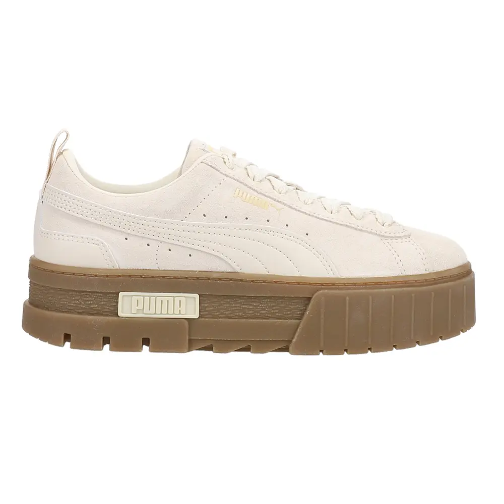 PUMA Womens Mayze Brushed Suede Platform Sneakers Shoes Casual - Off White