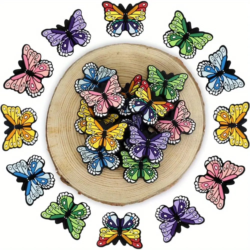 24pcs Silicone Butterfly Focal Beaded Set - Beads Charms Accessories for Keychain, Bracelet Making (Toys & Hobbies DIY Jewelry Making Supplies)