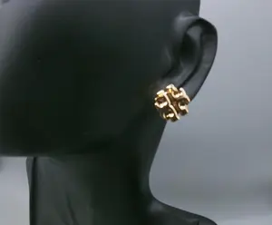 Small Tory Burch Logo Stud Earrings Signature Brand New
