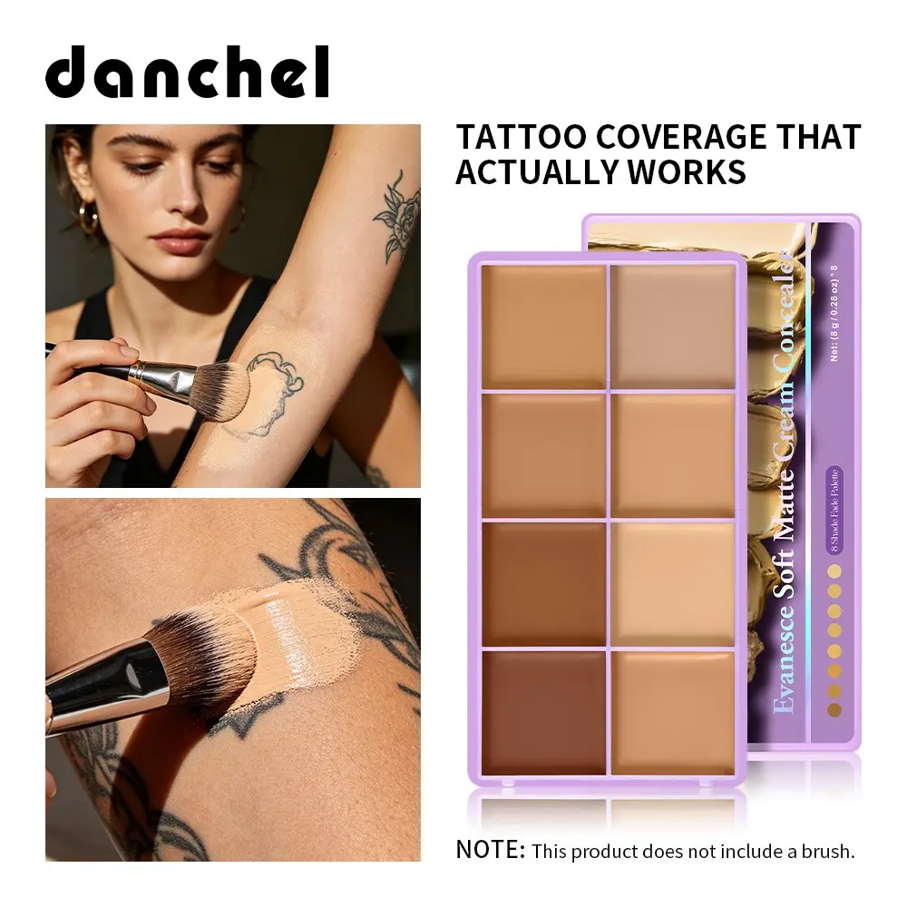 8 Colors Concealer Palette, Waterproof Facial Contouring Makeup Palette, Covers Acne, Dark Circles & Tattoos, Long Lasting Concealer Cream, Makeup Gift, Scar Concealer, Concealer For Scars