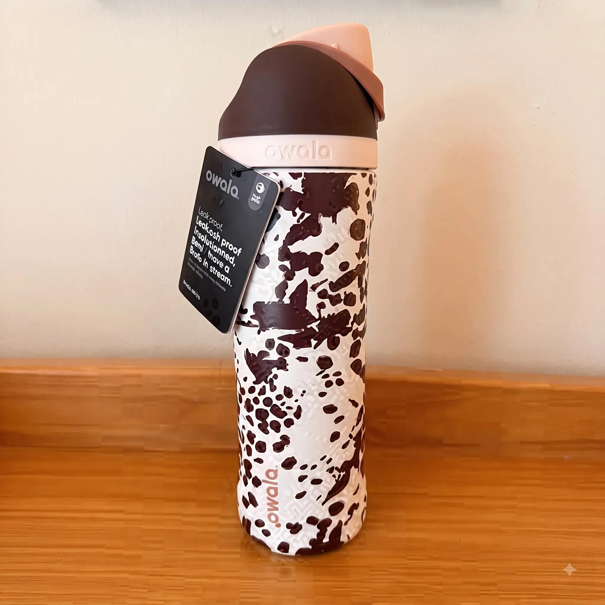 NEW Owala “Cowgirl Core” 24 oz FreeSip Water Bottle | Special Edition Brown Cow Print | Insulated Stainless Steel Bottle with Straw Lid