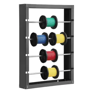 VEVOR Wire Spool Rack, 4 Adjustable Rods, Cold-Rolled Steel Wire Spool Holder Wall Mounted for Multi-Spools, Wiring Storage, 150 lbs Capacity Cable Dispenser, for Electrical Industrial Retail UseSummervibes