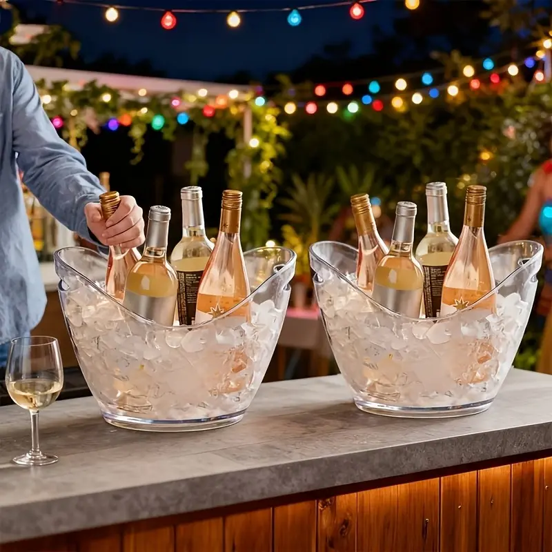 sebastian CADIA, Clear Ice Bucket for Wine Bottles - Perfect for Outdoor Parties and Events - Enhance Your Beverage Serving Experience