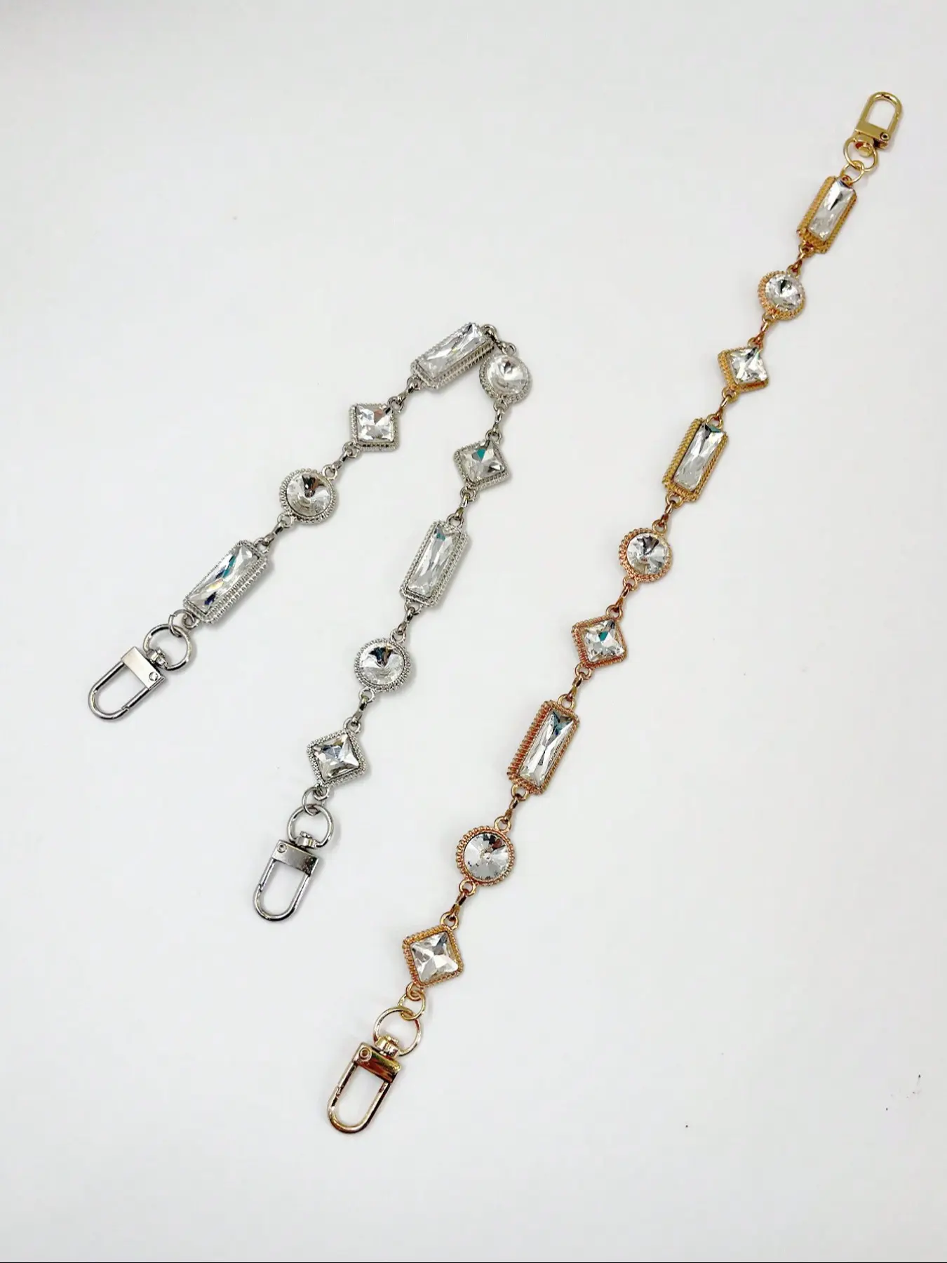 Irregular Bag Charm Extender Chain, Bag Chains For Handbags, High-End Versatile Rectangular Rhinestone Bag Chain, Silver Color Rhinestone Bag Extension, Bag Decorative Chain, Chain For Purse, Purse Accessory