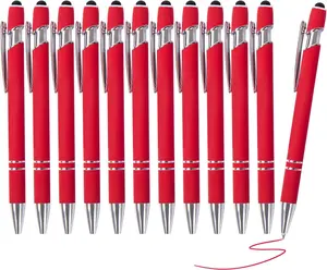 Red Gel Ink Pens, 12 count, Fine Point, Smooth Writing, with Stylus Tips, 0.7 Mm, Office Desk Accessories, Motivational