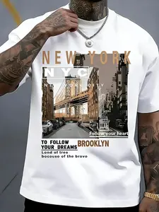 Men's New York Brooklyn Graphic T-Shirt | Trendy NYC Streetwear | Casual Summer Outfit | Stylish Cityscape Print Top | Oversized Fit | Great for Daily Wear, Street Style & Travel | Viral Urban Themed Tee | Fashionable Men's Casual Essential | Trending NYC