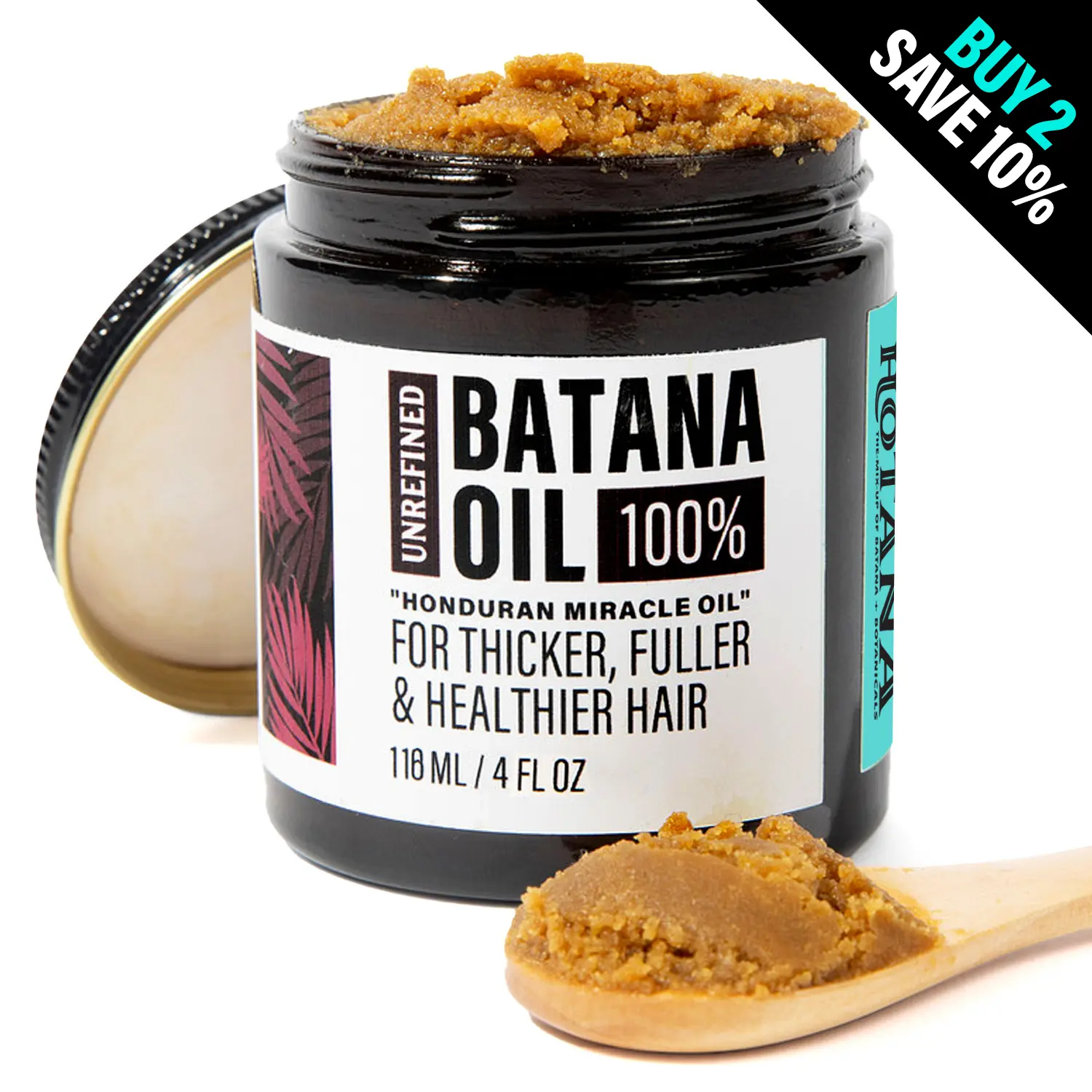 Hotana 100% Unrefined Batana Oil from Honduras – Fuller, Thicker Hair for Women & Men, Silky Conditioning, Frizz Control & Color Care Damaged Healthier Scent Coffee