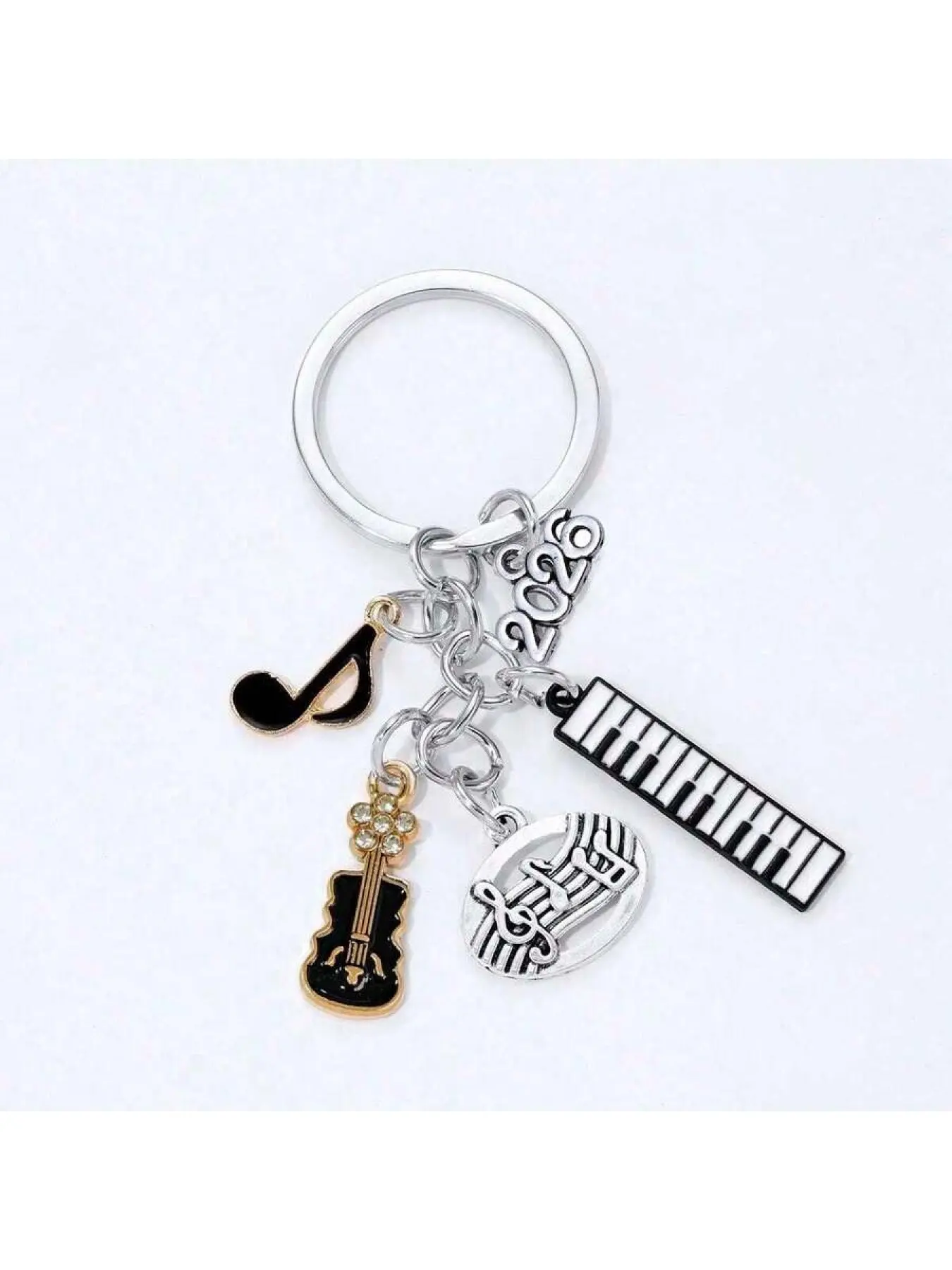 1pc Microphone Music Note Guitar Keychain, Initial Letter Keyring, Cool Rock Star Keychain, Keychain Decor, Great Gift, 2026 Music Theme Gift Gifts For Mother, Father, Graduation, And Teacher