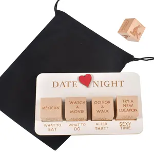 Solid Wood Activity Rolling Dice Set for Couples, Romantic Decision Game Portable Kit, Ages 12+, Romantic Gifts for Anniversary Valentine’s Day, Tabletop Game Easter Basket Gift