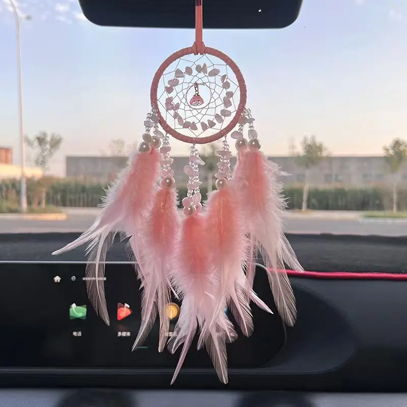 Crystal Feather Wind Chime Pendant - Exquisite Lovely Car Decor Gift with Freedom Motif, Home Decor Interior Adornment for Statues & Figurines Display