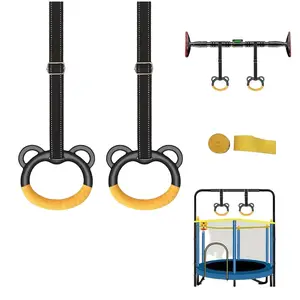 Adjustable Kids Gymnastics Rings Set with Shoulder Straps - Indoor Pull-Up Bar, Home Fitness & Cartoon Play Equipment for Children