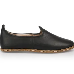 Thena Handmade Leather Flats - Black Lamb Skin Slip-On Shoes for Everyday Wear, Handcrafted for Distinctive Style & Comfort