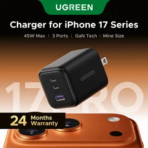 UGREEN 45W USB C Charger Block Nexode 3-Port GaN Fast Type C Charger Compact Foldable Power Adapter for MacBook Pro Air Dell XPS iPhone 17 16 15 iPad Pro Galaxy S25 ,TikTokShopSpringGlowUp,Greenish