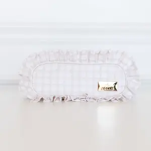 Nude Plaid Pencil Bag – Neutral Nylon Organizer | HOLLIS