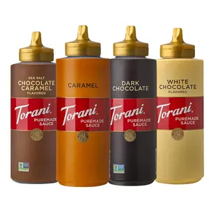 Torani Puremade Dessert & Drink Sauce Variety Pack, Chocolate Caramel, Dark Chocolate, White Chocolate & Caramel, 16.5 fl oz (Set of 4)