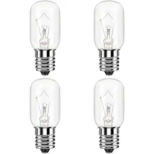 Microwave Light Bulb for Appliance Refrigerator, Over Stove Range Hood, Lava Lamp T8 40 Watt 125V E17 Intermediate Base Warm White Replacement as 8206232A, 1890433, AP4512653, WB25X10030 Pack of 4