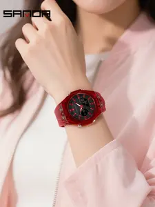 Multifunctional Digital Fashion Watch for Students & Teenagers, Transparent Shell Design, 5-Alarm Clock Feature, Summer Time Display, Fashionable Waterproof Watch