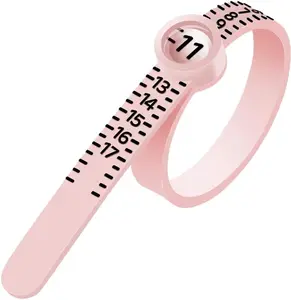 Meowoo Ring Sizer Measuring Tool with Magnifier, for Ring Measurer and Ring Sizer Clear and Intuitive Reading，Plastic Ring Sizer with Lens, 1-17,Pink