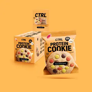 Peanut Butter Pieces Protein Cookies Box of 12 - 250 Calories, 15g Protein, 4g Collagen Snack Alternative Biscuit