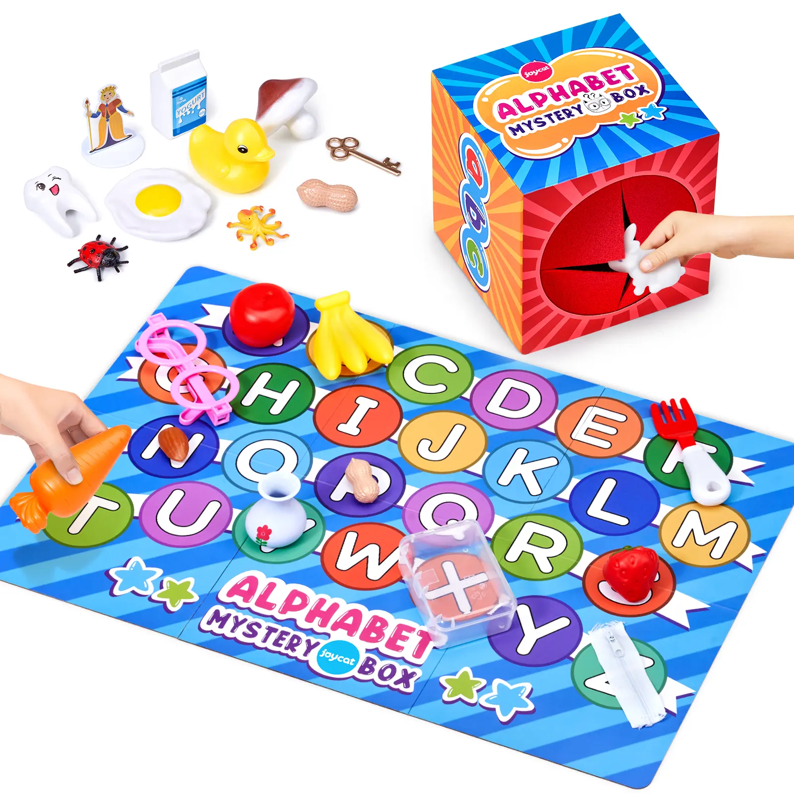 JoyCat Alphabet-Themed Montessori Sensory Box, Toddler Learning Toy with Letter Sorting-Matching Games, Preschool Development Kit Including Learning Materials, Kids Toys summerwins