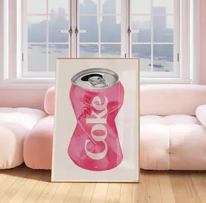 Pink Diet Coke Crushed Can Print | Hot Pink Wall Art | Girly Trendy Preppy Wall Decor | Trendy Vintage Pink Food Print | Kitchen Pop Art