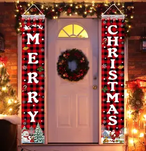 Christmas Decorations Merry Christmas Banner Xmas Porch Door Sign Welcome Banner for Wall Home