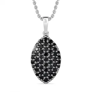 Black Spinel 2.15 ctw Midnight Canopy Pendant in Platinum Plated with Stainless Steel Necklace 20 Inches