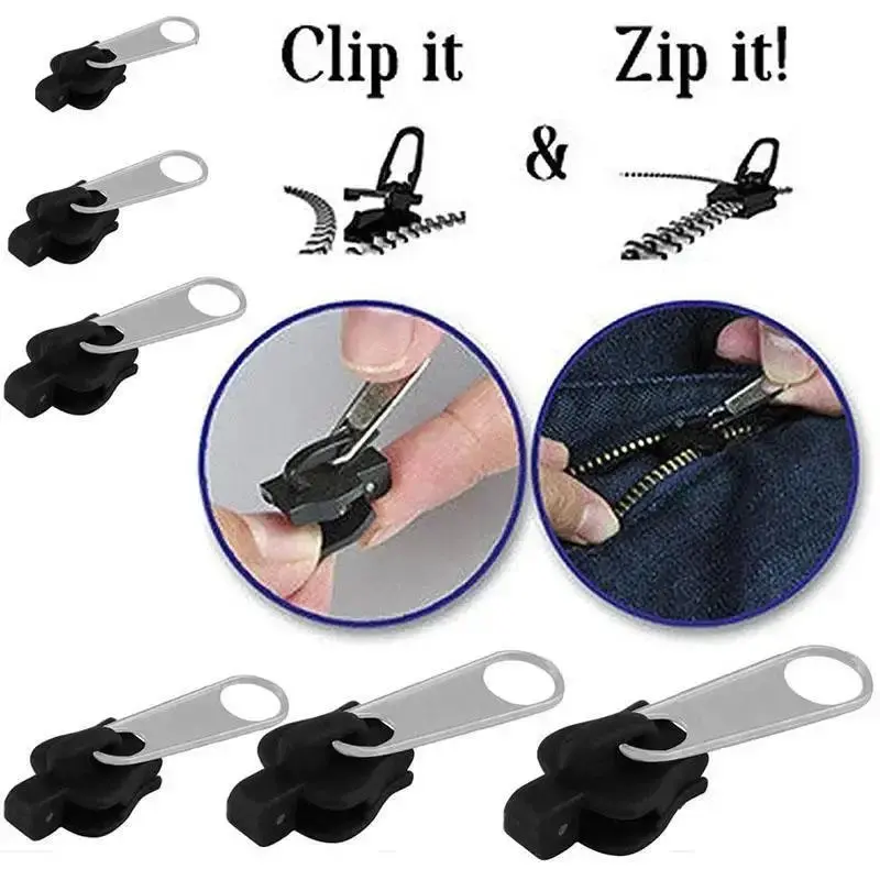 6 pieces/set of black or brown Instant Zipper universal Instant Fix Zipper repair kit replacement Zip Slider new sewing zipper Secure Zipper Closure