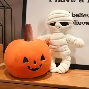 Cartoon Halloween Skeleton Bob Mummy Plush Doll, Funny Ghost Pumpkin Toy Decoration, Soft Stuffed Animal for Kids and Adults