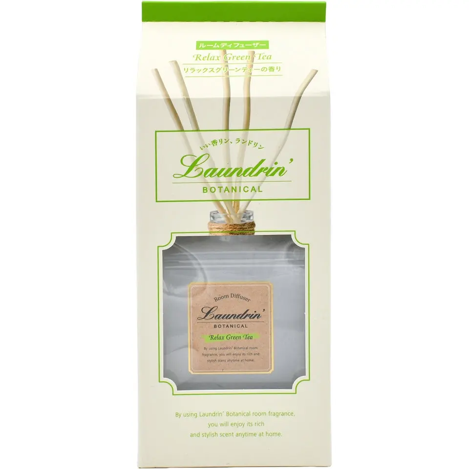 Laundrin Modern Botanical Scented Stick Room Diffuser - 80ml Green Tea-Bergamot Fresh Scent, Natural Perfume Aroma Freshener for Home, Everyday Use, Stress Relief, Long-Lasting Calming Clean Scented Oil Diffuser