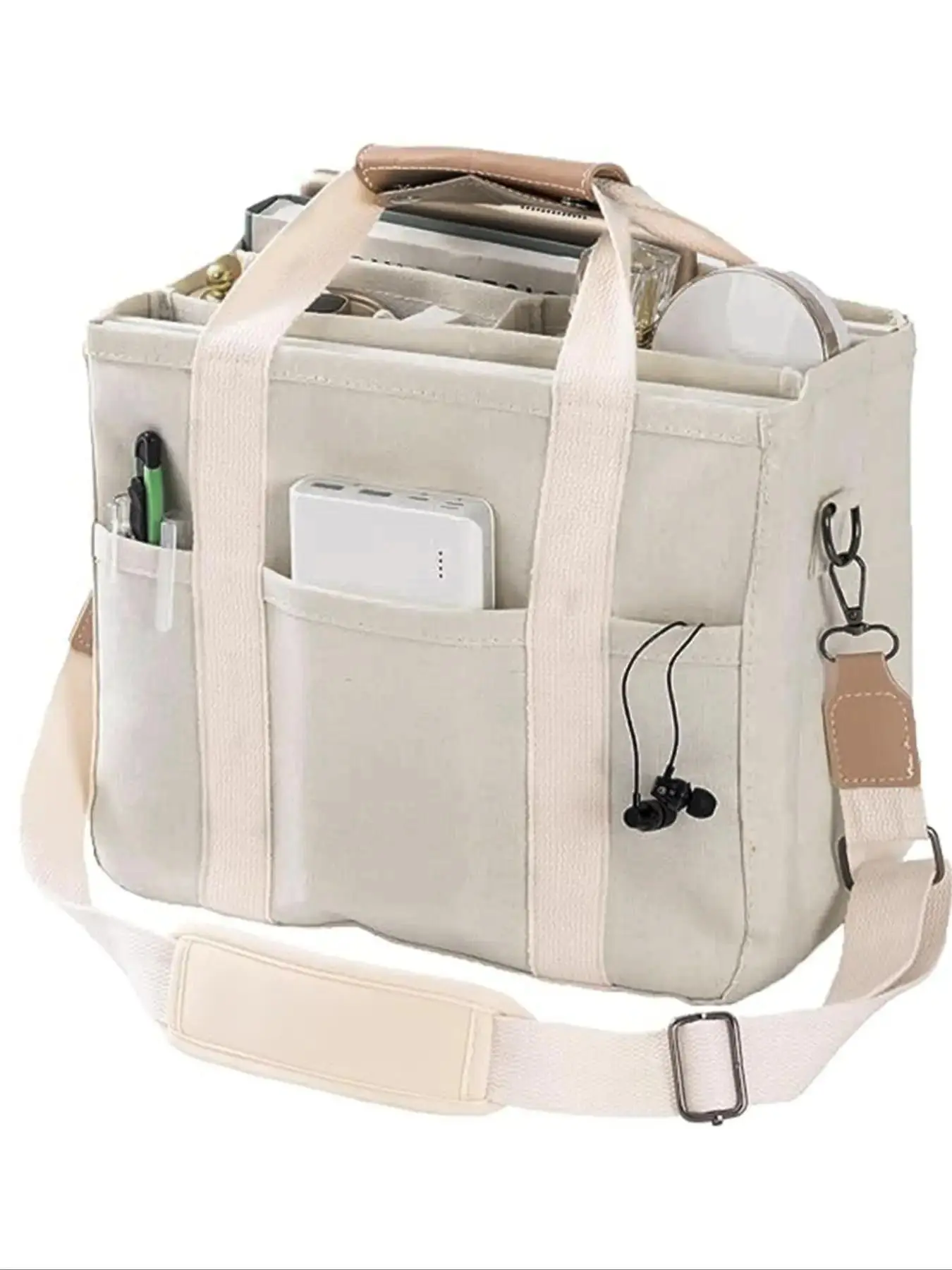 simple multi-layer canvas hand-held slung shoulder messenger bag, niche design casual joker storage bag, Trendy Versatile Bag, Trendy commuter bag, daily commuting shoulder tote bag, suitable for student class