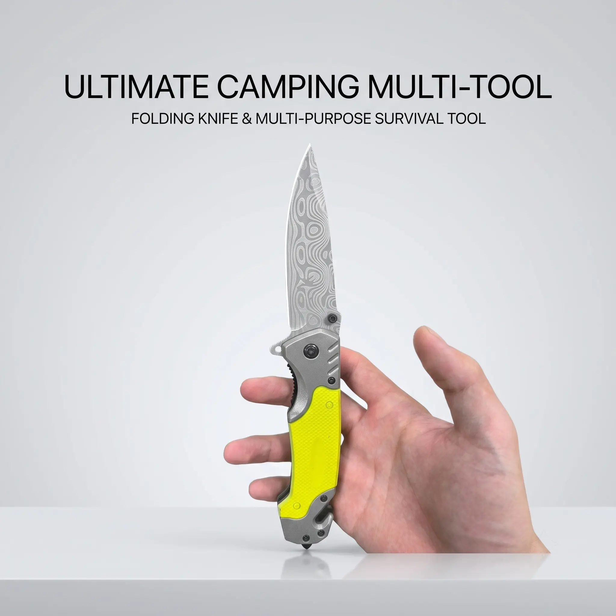 UFMUFM High-Precision Multi-Functional Pattern Folding Tool - Ergonomic Yellow Handle Kitchenware Accessory, Portable Camping Survival Tool with Outdoor EDC Capabilities, Outdoor Edc Tools