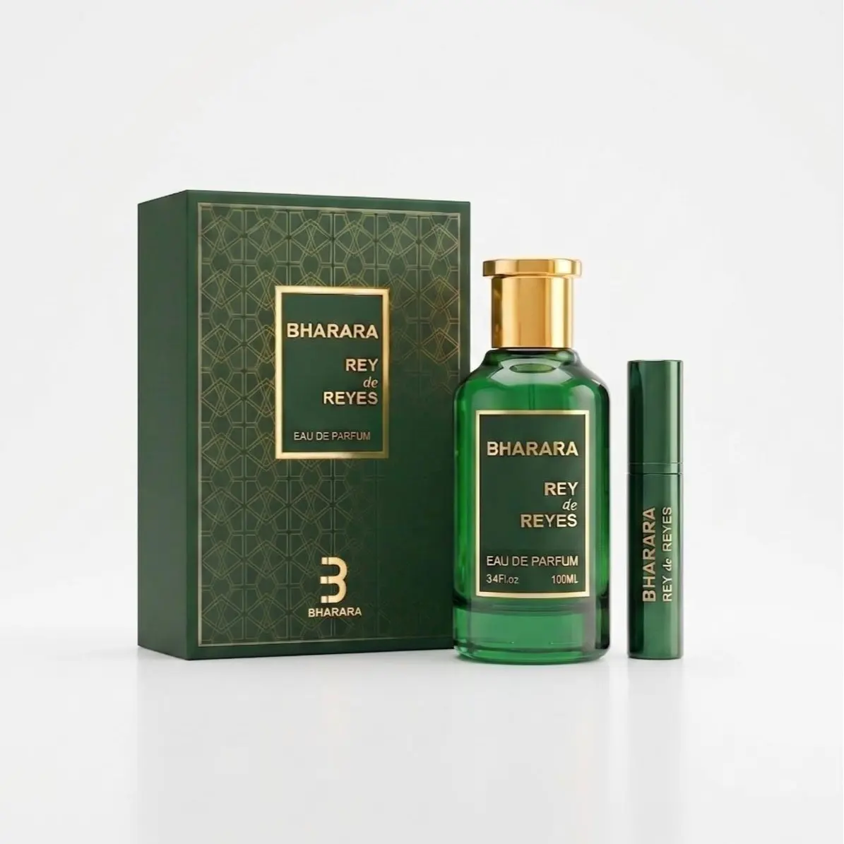 Bharara | Rey De Reyes (Green) | Men's Fragrance | 100 ML 3.4 OZ | Eau De Parfum | Bergamot - Pink Pepper & Cardamom Bharara | Rey De Reyes (Green) | Men's Fragrance | 100 ML 3.4 OZ | Eau De Parfum | Bergamot - Pink Pepper & Cardamom