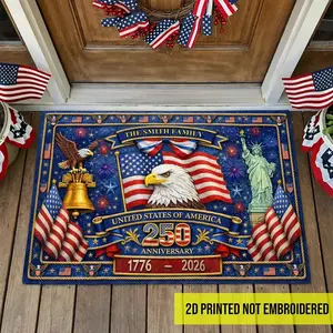 American Independence 250th Anniversary Door Mat, Statue of Liberty and Eagle Flag Design, Non-Slip Home Entrance Mat, Perfect Gift