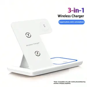 3-In-1 Wireless Charger Stand, Fast Charging Base Compatible with iPhone Models, Universal Multi-Device Inductive Charge Solution, Cellphone