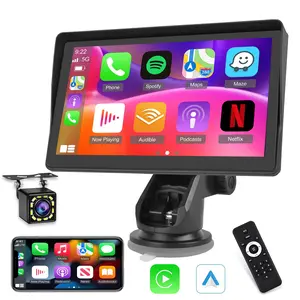 Summervibes 7 Inch Automotive Car Player, Wireless CarPlay Adapter & Wireless Android Auto Dash Mount, Car GPS Navigation System with Mirror Link, Bluetooth Connectivity, FM Transmitter, USB + 12LED Backup Camera