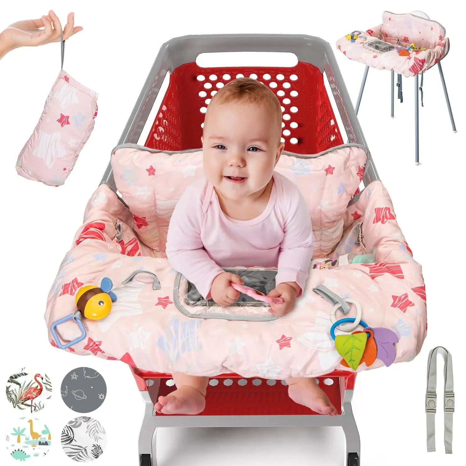 Shopping Cart Cover  Baby, High Chair Cover  Restaurant Seat - Grocery Cart Cover  Baby Girl and Boy, Comtable Cotton Buggy Covers  Babies - Padded Toddler Shopping Cart Cover