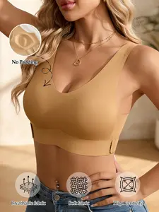 1 PCS Women's No Padded, Elegant, Breathable, Cross-back, Front-closure, Push-up, Full-coverage Bra, Comfortable And Seamless All Day.