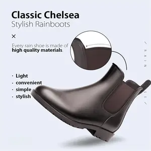 Stylish Short Chelsea Rain Boots for Women, Non-Slip PVC Rain Shoes for Outdoor Working Fishing - Lightweight, Matte