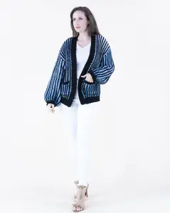 Solid Hem Ombre Ribbed Chunky Cardigan