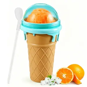 Slushie Maker Cup– Drinkware, DIY Frozen Magic Squeeze Tool with Lid & Straw for Juice, Milk, Yogurt, Ice Cream, Cooling Gift for Friends Family