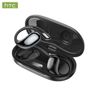 HTC NE57 Open-Ear OWS Headphones, Ear Hooks Design , Wireless Earbuds, With HD Mic, Power Digital Display, 24H Playtime, Bluetooth 6.0 Earbuds, Gaming with Low Latency