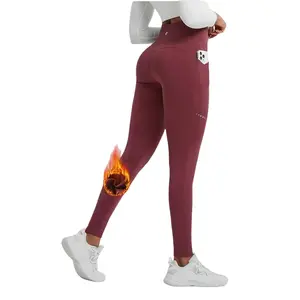 baleaf 28" Women's Fleece Lined Leggings Thermal Winter Tights Warm Pants High Waisted Cold Weather Cross Pockets Yoga Work Casual lOUNGE