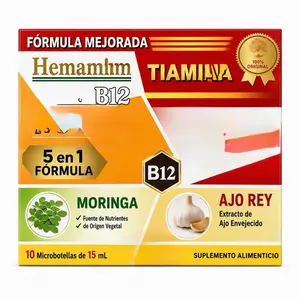 Hemamima B12 5-in-1 Vitamin B Complex Supplement Drink with Folic Acid, Moringa, Garlic Extract & Iron, 10 Micro Bottles (15 mL Each)