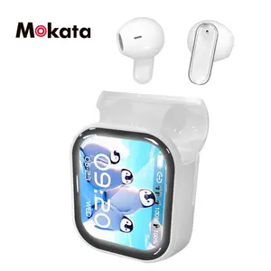 MOKATA wireless Mokata  Bluetooth 5.4 Earphones with LED display, color touch screen, touch controls, active noise cancellation + ambient noise reduction, ideal for sports, studying, and voice calls, long-lasting stereo with deep bass,