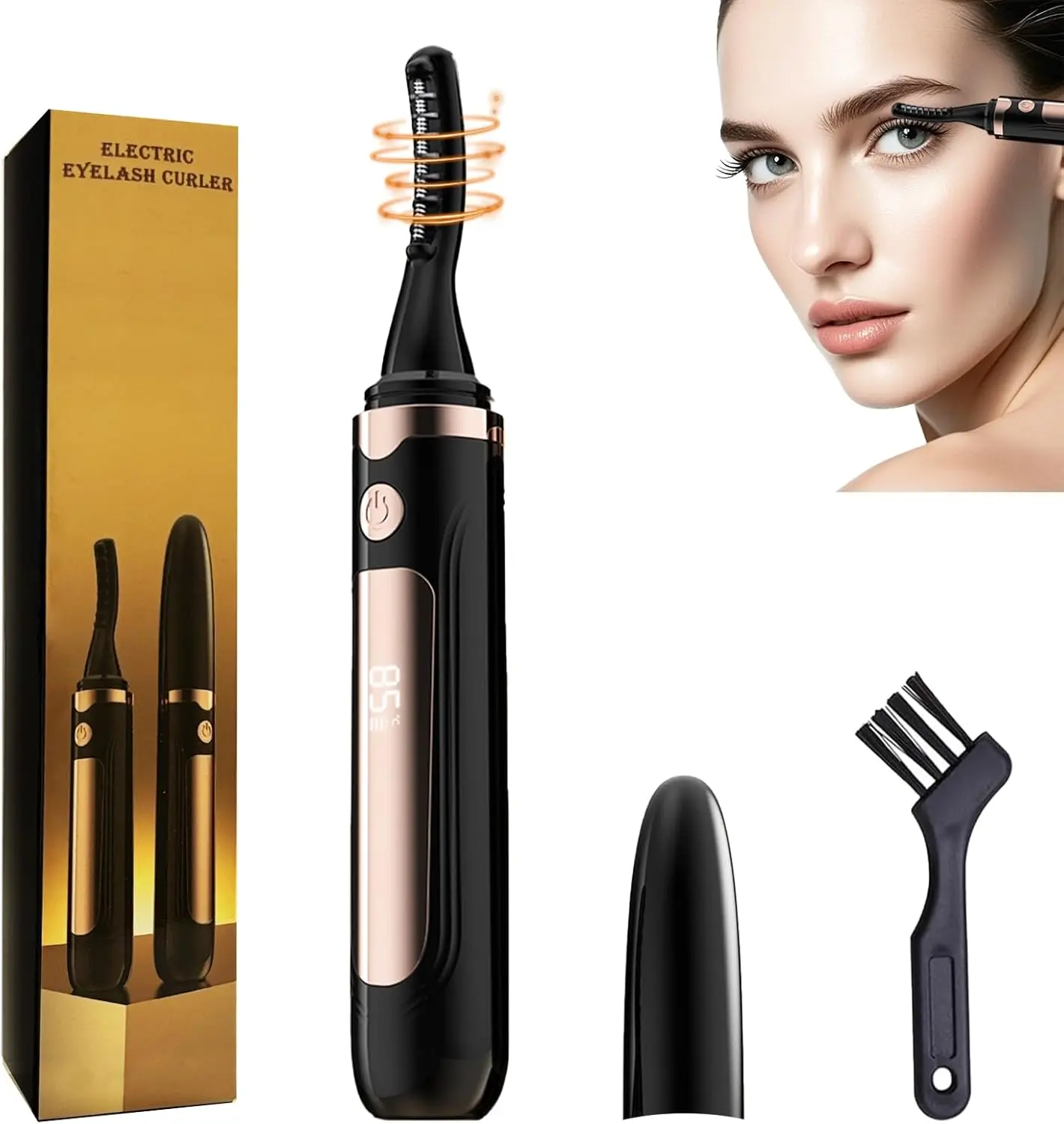 Electric Heated Eyelash Curler (Single Item) for Women - 24H Long-Lasting Curls, Rechargeable Makeup Tool with 4 Smart Temp Settings, LED Display, Batteries, Compact & Portable for Weddings, Close Friends Gifting, Moms, Mother's Day