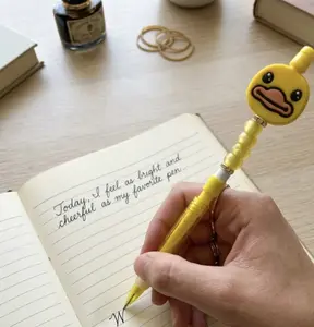 Cute Duck Beaded Mechanical Pencil – Yellow Decorative Pencil, Handmade Fun Writing Pencil, Gift for Kids & Teens