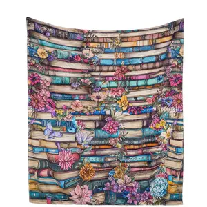 Book Lovers Gifts Blanket Floral Bookshelf Throw Reader Librarian 60X50,Mother's Day Gift, Book Lovers' Gift