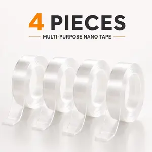 4-Pack Nano Double-Sided Tape – Clear Heavy Duty Adhesive, Removable, Residue-Free, 9.5ft x 1.18in Each Roll